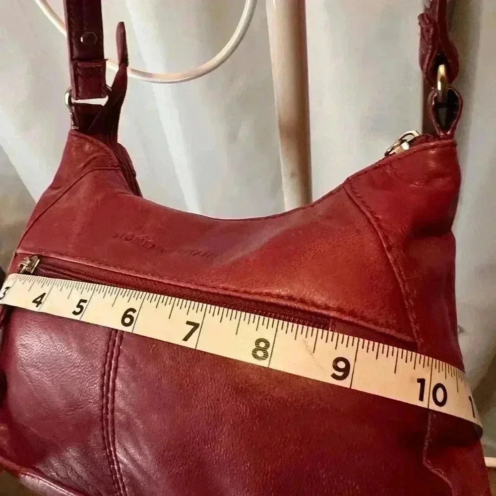 Red leather Stone Mountain Hobo Bag